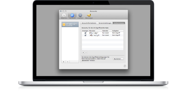 Exchange Kalender in der OS X Kalender App abonnieren / freigeben
